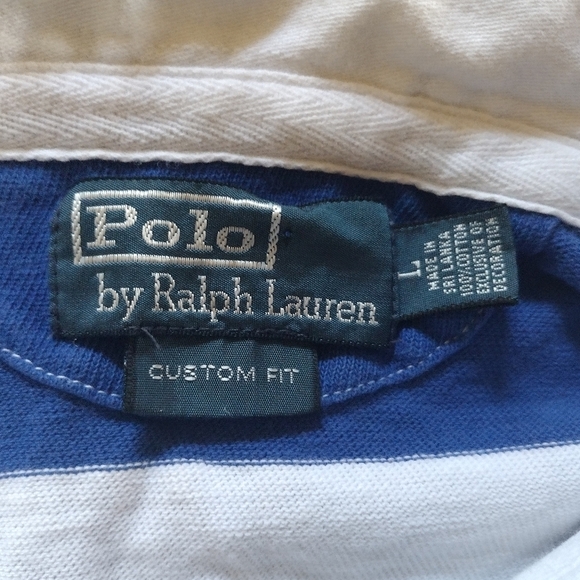 Vintage Rare Polo Ralph Lauren Dragon RLPC Patch Rugby Striped Shirt Large - Picture 4 of 6
